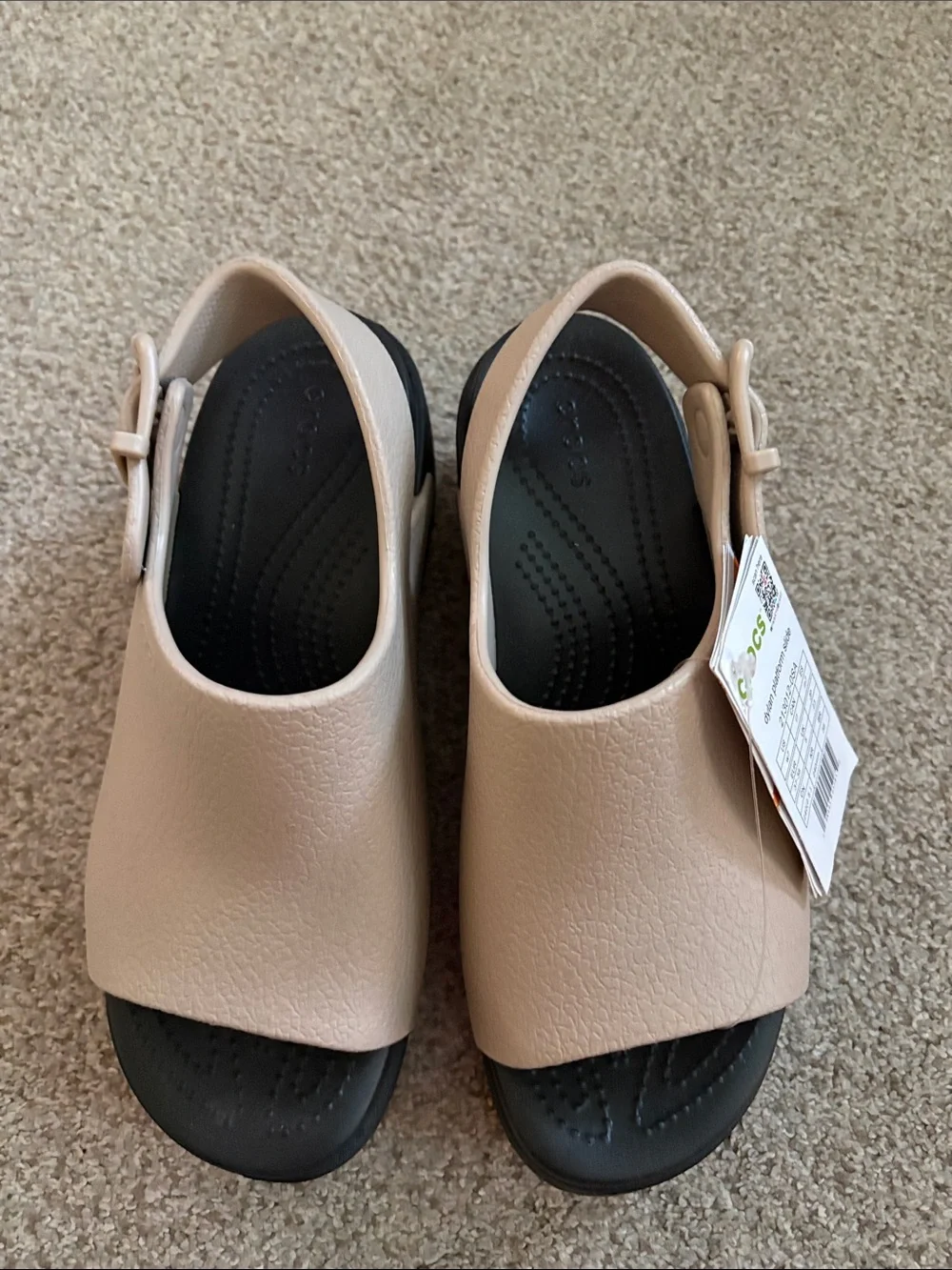 CROCS Women’s Dylan Platform Slide - Beige and Black